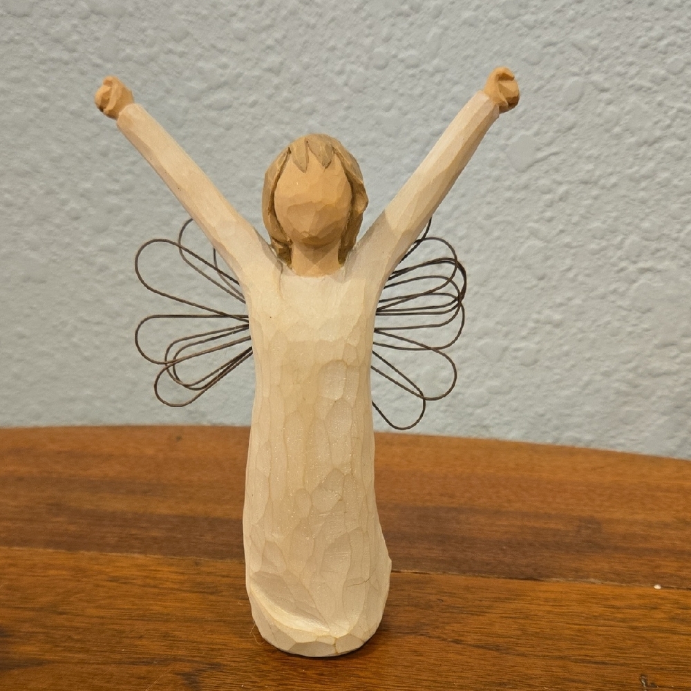 Willow Tree Joyful Angel Sculpture in Cream and Brown